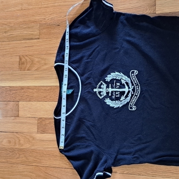 Lauren Ralph Lauren Women's Black and White Crest Short Sleeve T-shirt Cotton L - Picture 10 of 11